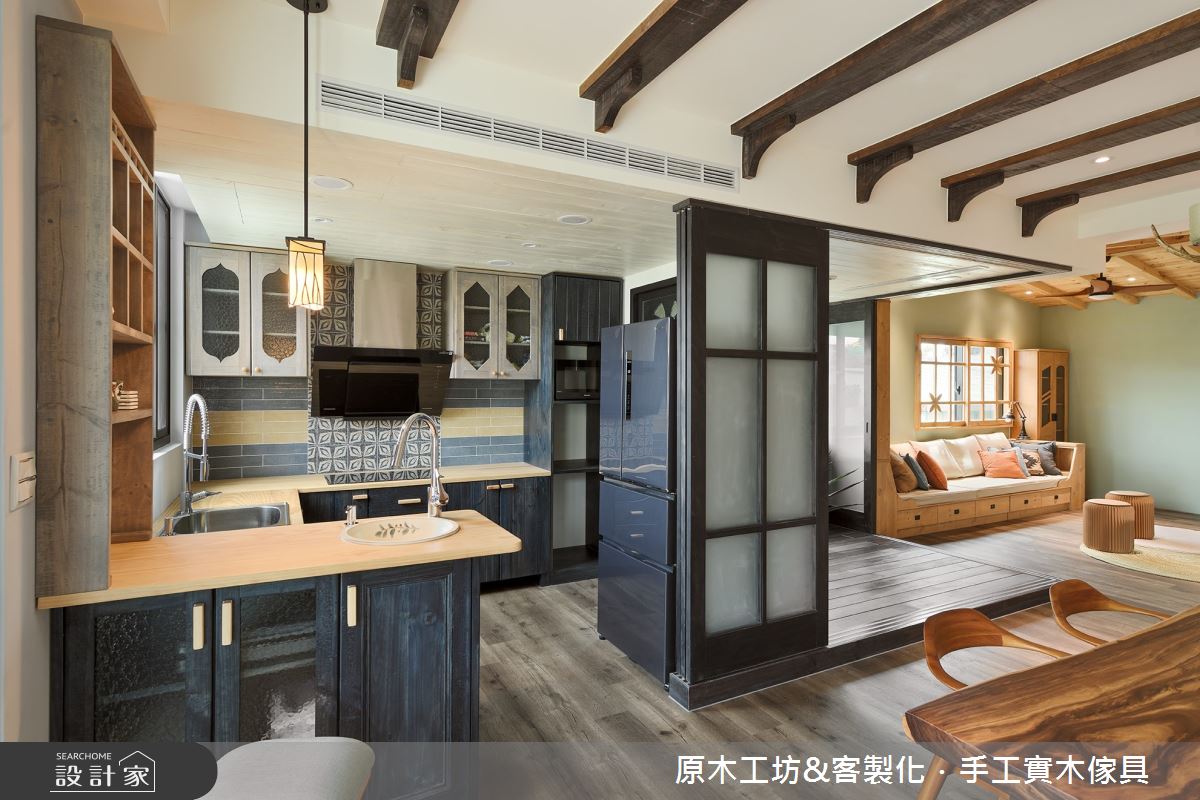 45坪新成屋(5年以下)＿鄉村風客廳餐廳廚房吧檯中島案例圖片＿原木工坊&客製化．手工實木傢具＿原木工坊_34之21