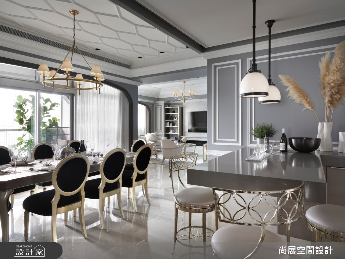 70坪新成屋(5年以下)＿美式風客廳餐廳吧檯案例圖片＿尚展空間設計＿尚展_104之16