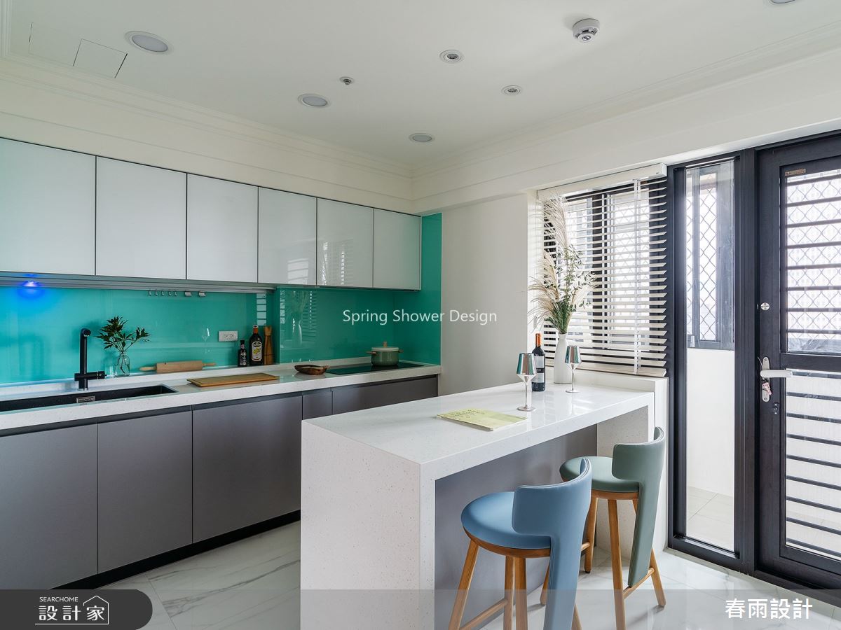 28坪老屋(16~30年)＿美式風廚房中島案例圖片＿春雨設計＿春雨_127 仁愛凱旋之13