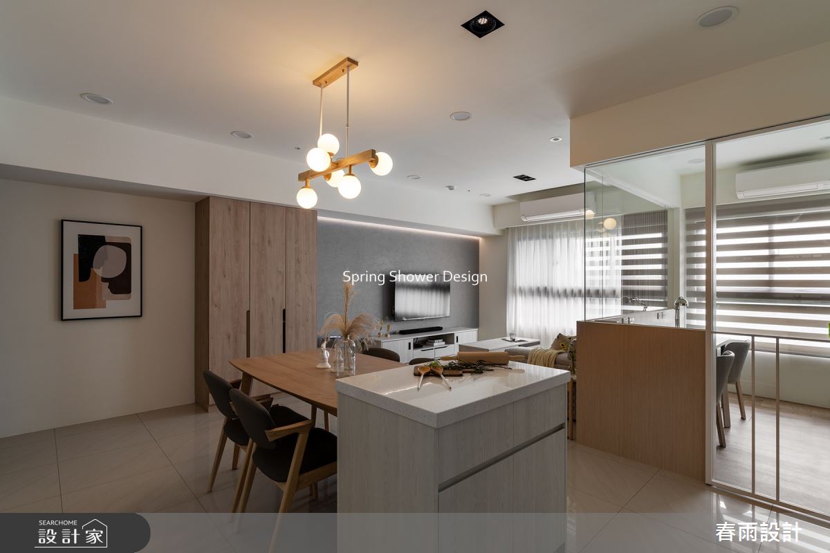 27坪新成屋(5年以下)＿現代風客廳餐廳書房工作區中島案例圖片＿春雨設計＿春雨_162 聯上匯翠之13