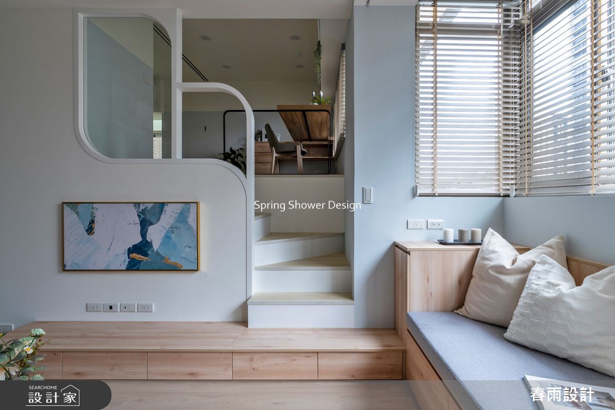 老屋(16~30年)＿現代風客廳樓梯臥榻案例圖片＿春雨設計＿春雨_164 內湖程公館之9