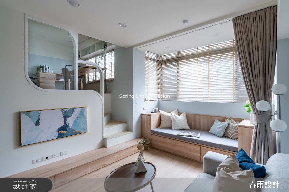 老屋(16~30年)＿現代風客廳樓梯臥榻案例圖片＿春雨設計＿春雨_164 內湖程公館之11