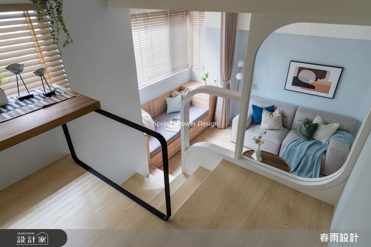 老屋(16~30年)＿現代風客廳樓梯臥榻案例圖片＿春雨設計＿春雨_164 內湖程公館之14