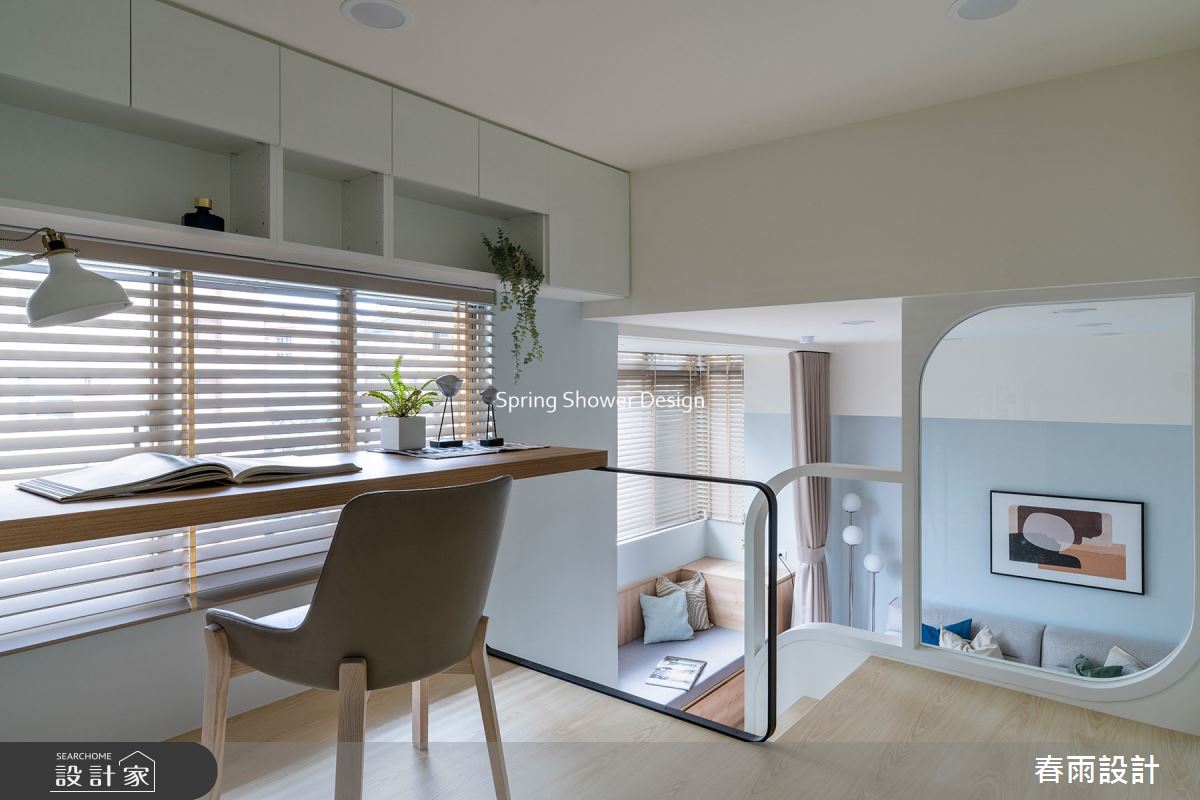 老屋(16~30年)＿現代風客廳書房樓梯工作區臥榻案例圖片＿春雨設計＿春雨_164 內湖程公館之15