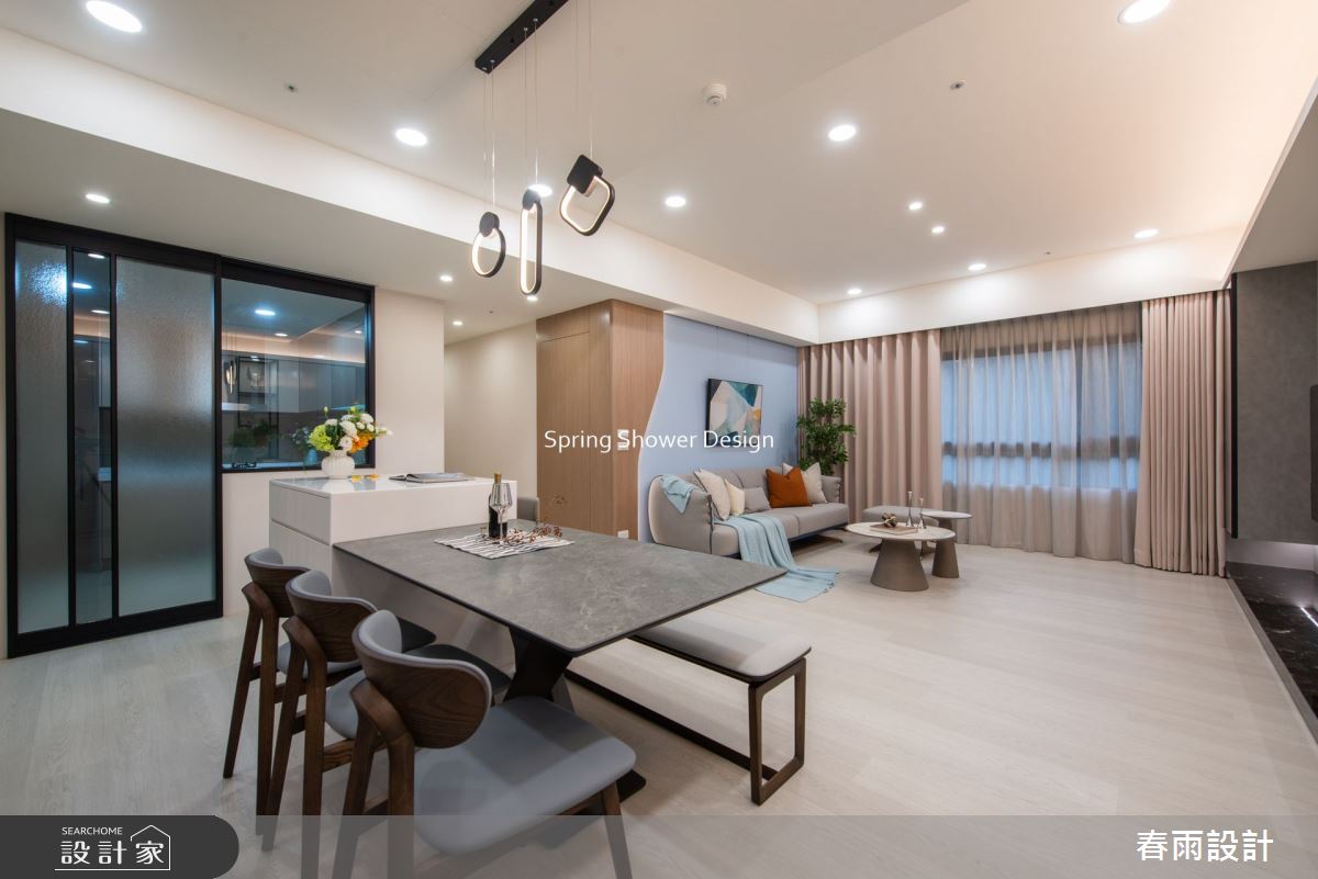 新成屋(5年以下)＿現代風客廳餐廳中島案例圖片＿春雨設計＿春雨_184 冠德天驕之3