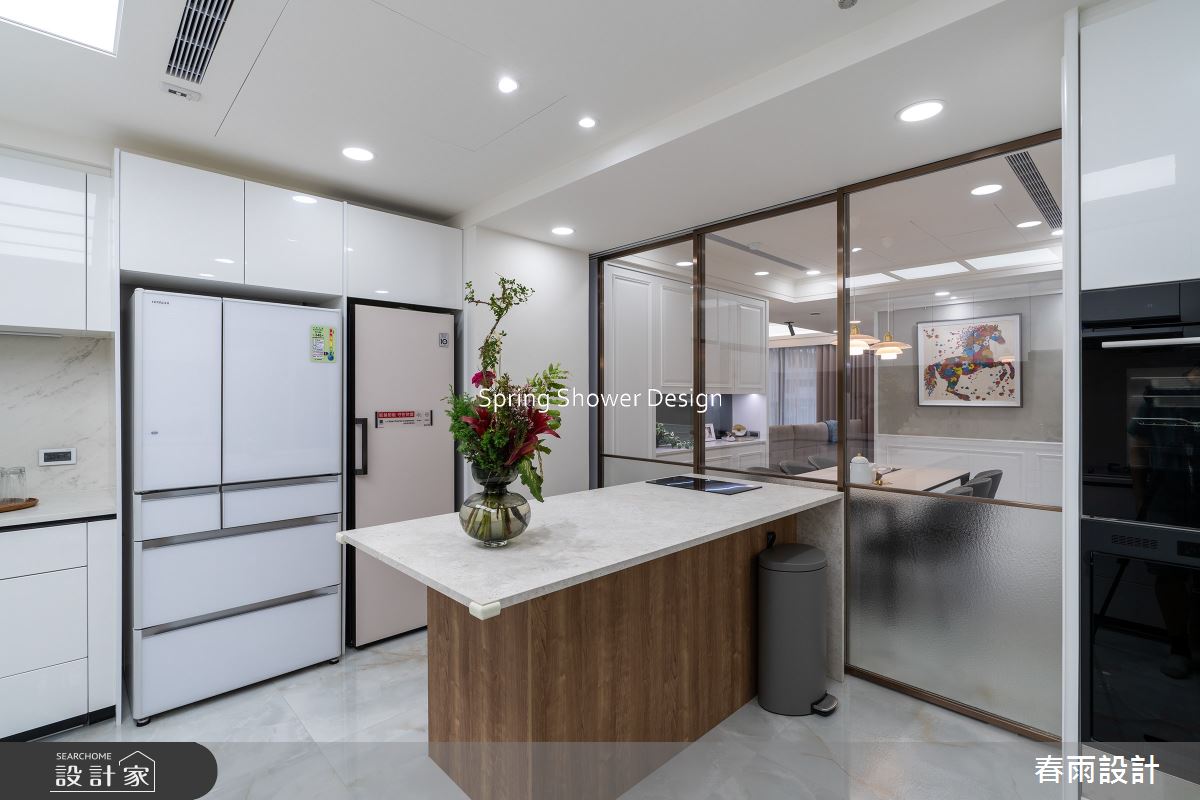 老屋(16~30年)＿美式風廚房中島案例圖片＿春雨設計＿春雨_265 元大欽品之18
