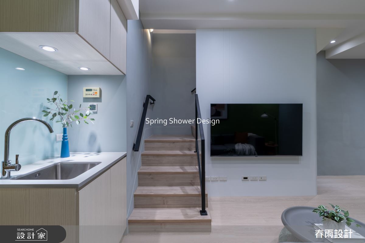 老屋(16~30年)＿現代風客廳樓梯案例圖片＿春雨設計＿春雨_266 忠信街之16