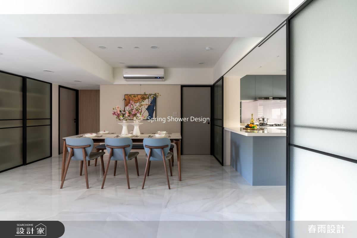 老屋(16~30年)＿現代風餐廳廚房中島案例圖片＿春雨設計＿春雨_306 北投明德路之5