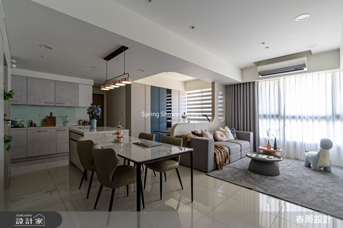 新成屋(5年以下)＿現代風客廳餐廳廚房書房中島案例圖片＿春雨設計＿春雨_322 築億海格桃園之2