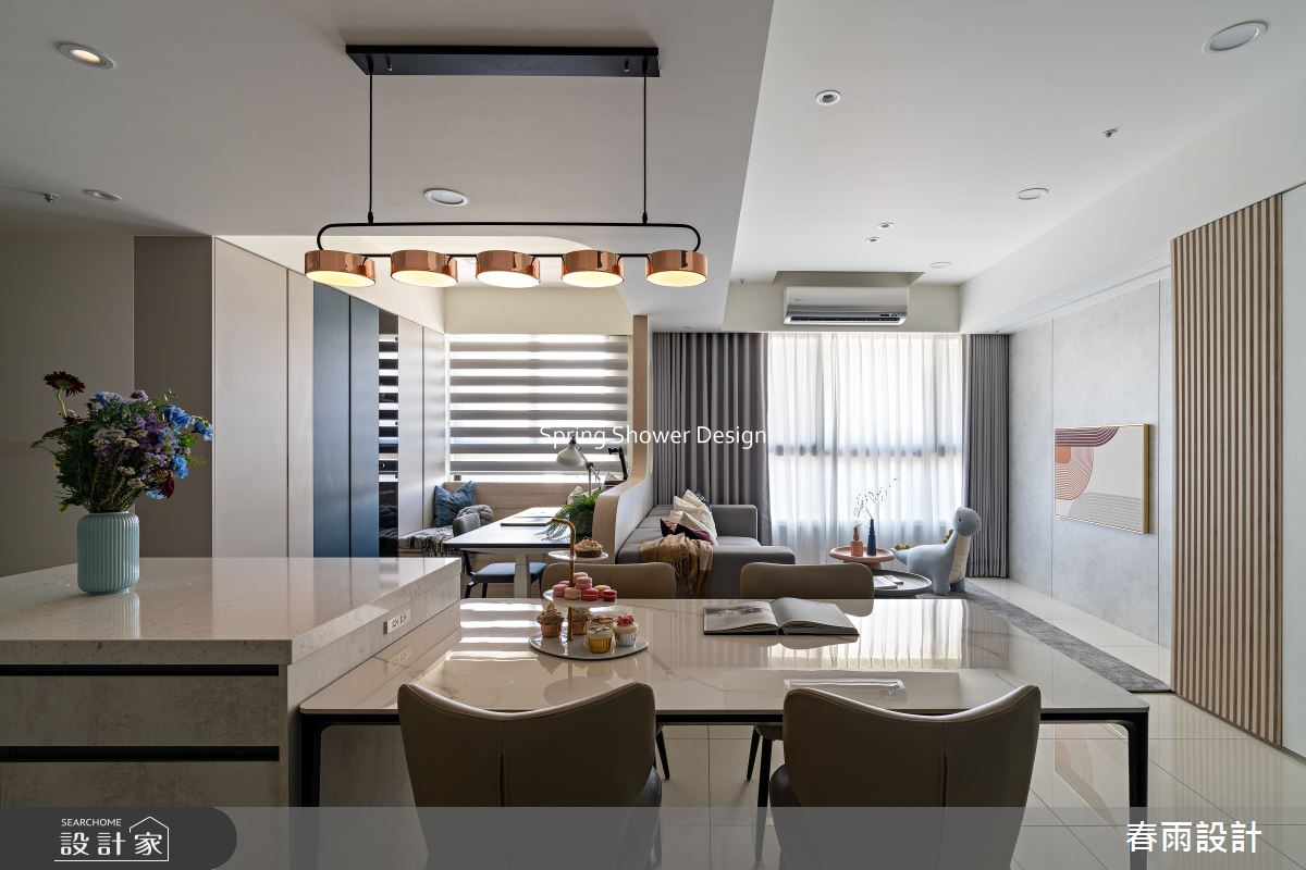新成屋(5年以下)＿現代風客廳餐廳書房中島案例圖片＿春雨設計＿春雨_322 築億海格桃園之4