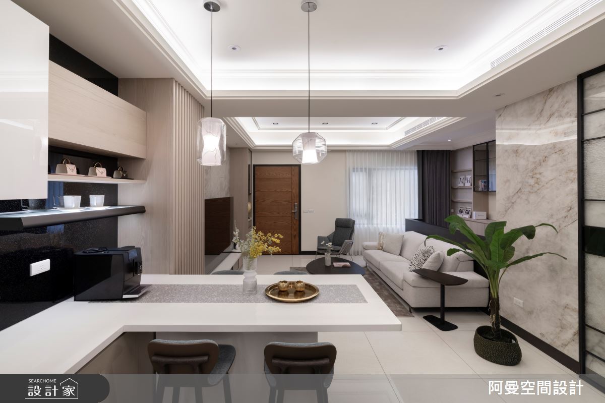 50坪新成屋(5年以下)＿現代風玄關客廳餐廳廚房吧檯中島案例圖片＿阿曼空間設計＿阿曼_43之6