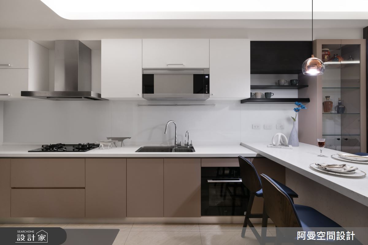 30坪新成屋(5年以下)＿現代風餐廳廚房吧檯中島案例圖片＿阿曼空間設計＿阿曼_44之5