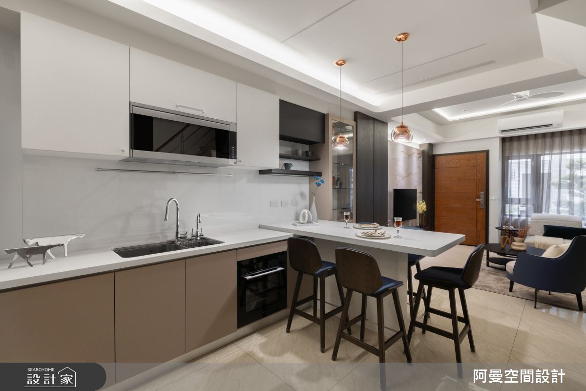 30坪新成屋(5年以下)＿現代風玄關客廳餐廳廚房吧檯中島案例圖片＿阿曼空間設計＿阿曼_44之4