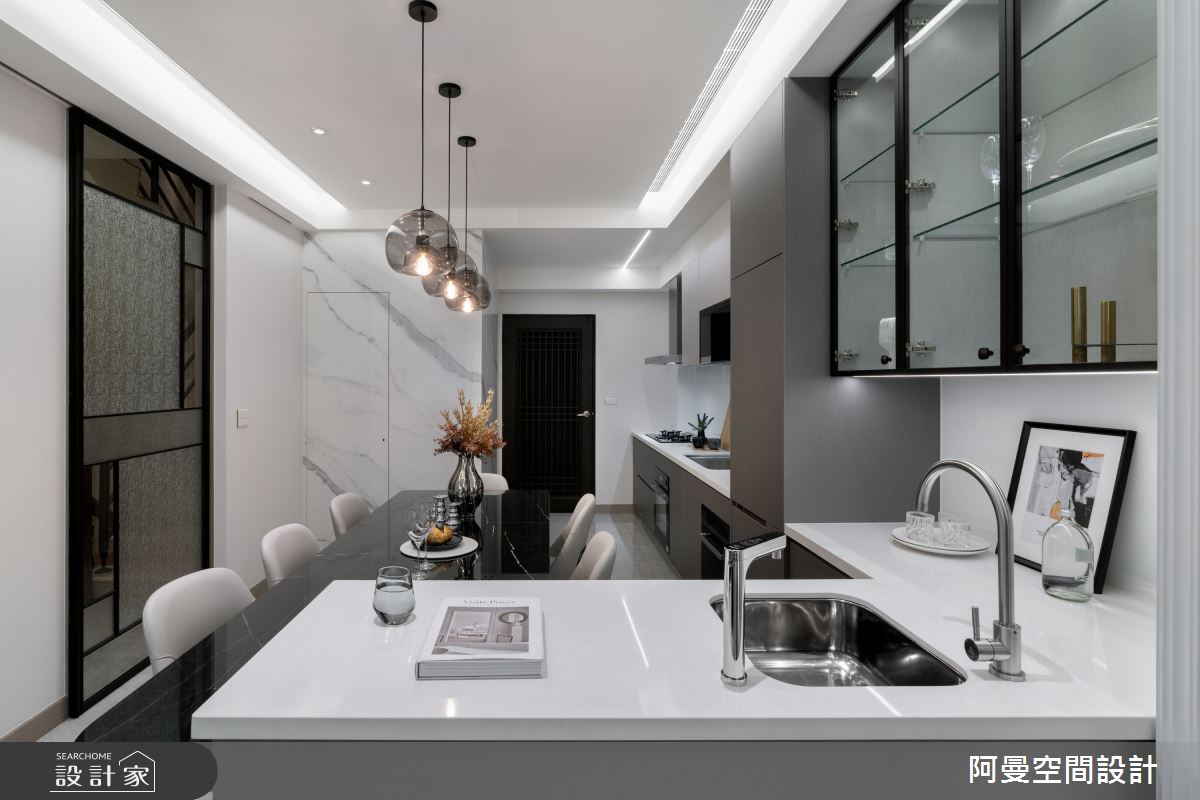 50坪新成屋(5年以下)＿現代風餐廳廚房吧檯中島案例圖片＿阿曼空間設計＿阿曼_45之7