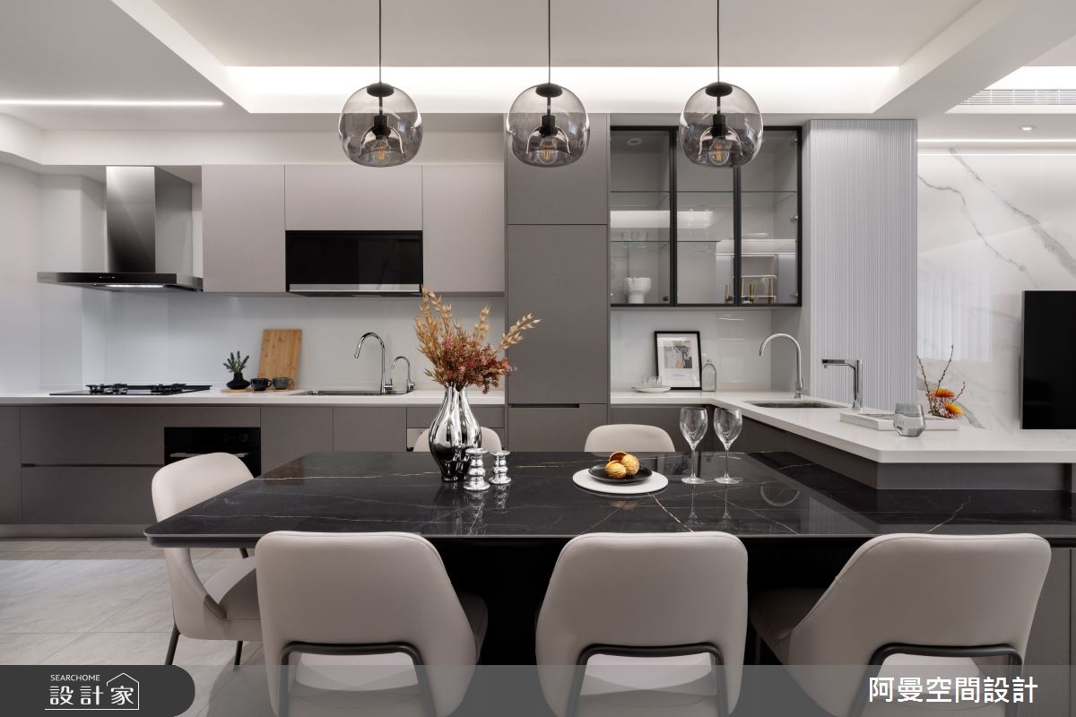 50坪新成屋(5年以下)＿現代風餐廳廚房吧檯中島案例圖片＿阿曼空間設計＿阿曼_45之8
