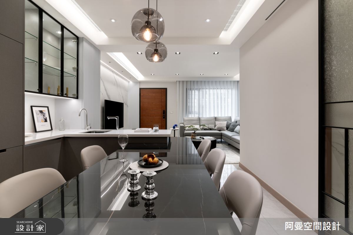 50坪新成屋(5年以下)＿現代風玄關客廳餐廳吧檯中島案例圖片＿阿曼空間設計＿阿曼_45之10