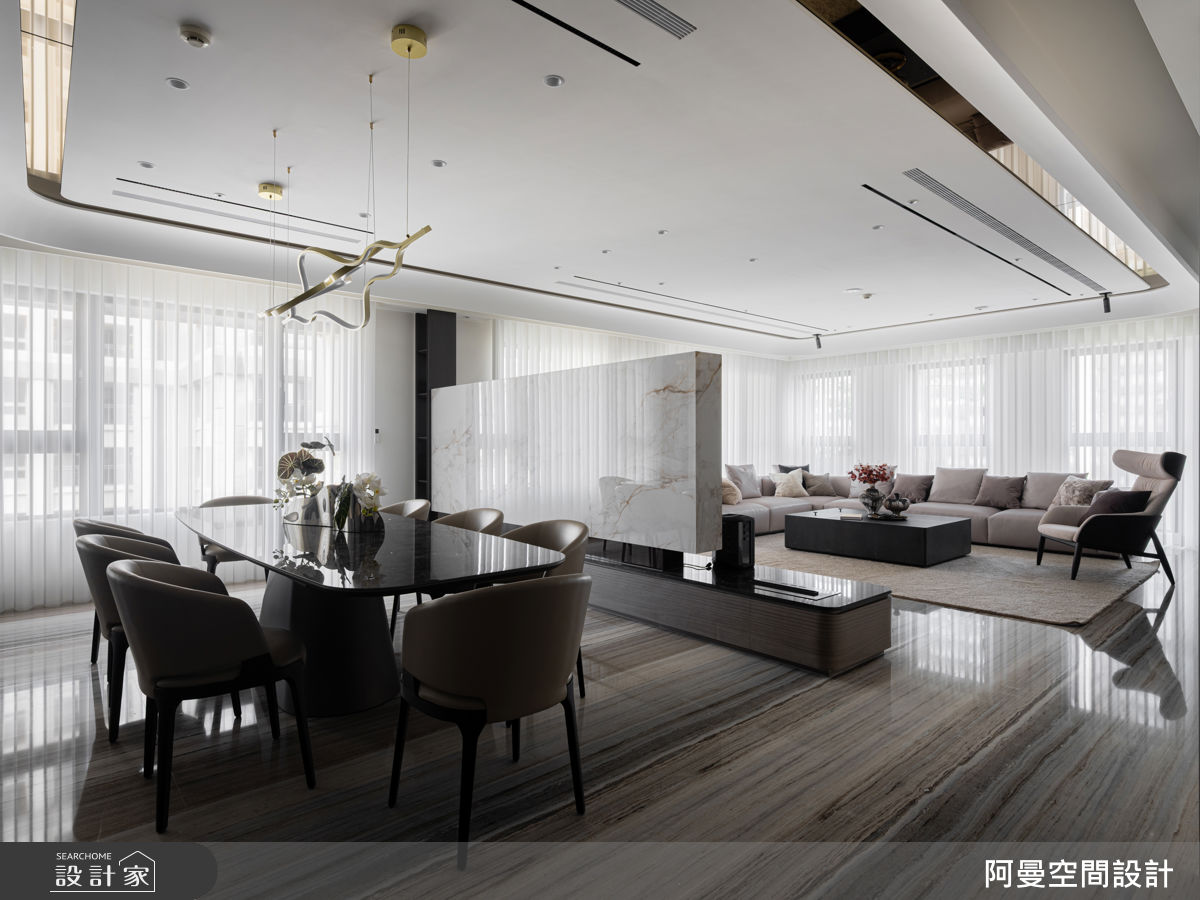 90坪新成屋(5年以下)＿現代奢華風客廳餐廳案例圖片＿阿曼空間設計＿阿曼_46之13