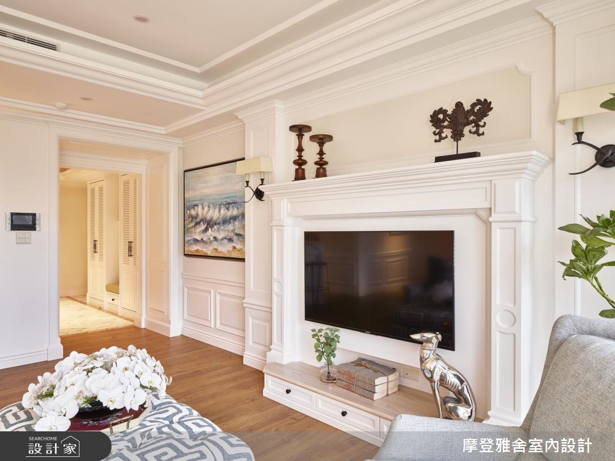 40坪新成屋(5年以下)＿美式風客廳案例圖片＿摩登雅舍室內設計＿摩登雅舍_63 皇家藍x白色系 光影灑落美式風精品宅之8