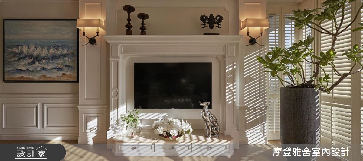 40坪新成屋(5年以下)＿美式風客廳案例圖片＿摩登雅舍室內設計＿摩登雅舍_63 皇家藍x白色系 光影灑落美式風精品宅之12