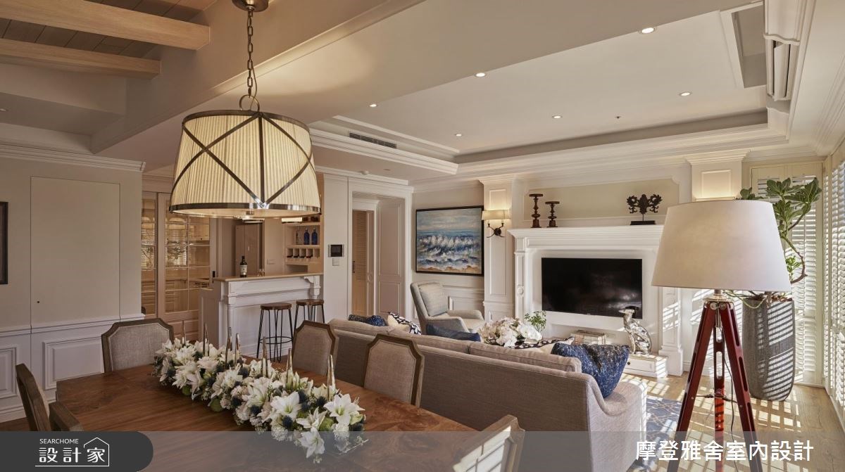 40坪新成屋(5年以下)＿美式風餐廳案例圖片＿摩登雅舍室內設計＿摩登雅舍_63 皇家藍x白色系 光影灑落美式風精品宅之25