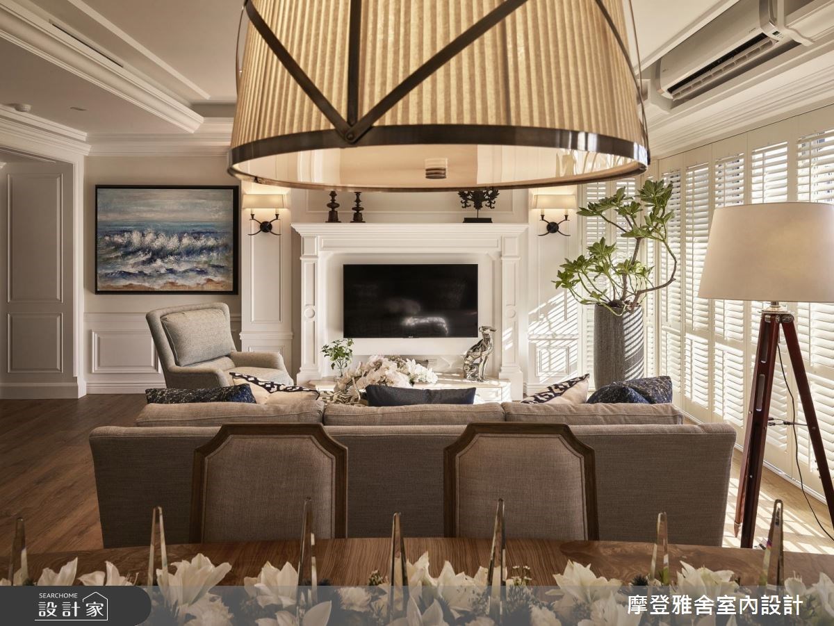 40坪新成屋(5年以下)＿美式風客廳案例圖片＿摩登雅舍室內設計＿摩登雅舍_63 皇家藍x白色系 光影灑落美式風精品宅之29