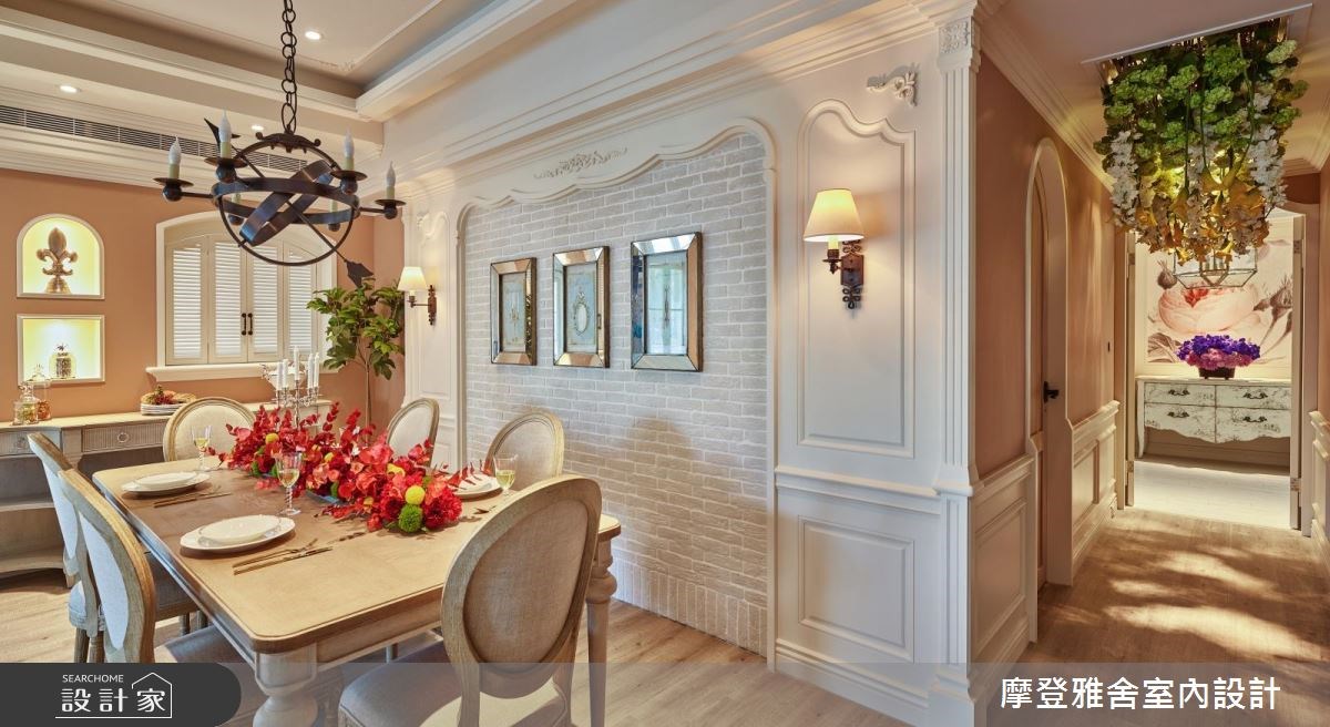 75坪新成屋(5年以下)＿新古典餐廳走廊案例圖片＿摩登雅舍室內設計＿摩登雅舍_65 女神屋主圓夢了 收藏多款高級燈具的新古典度假宅之10