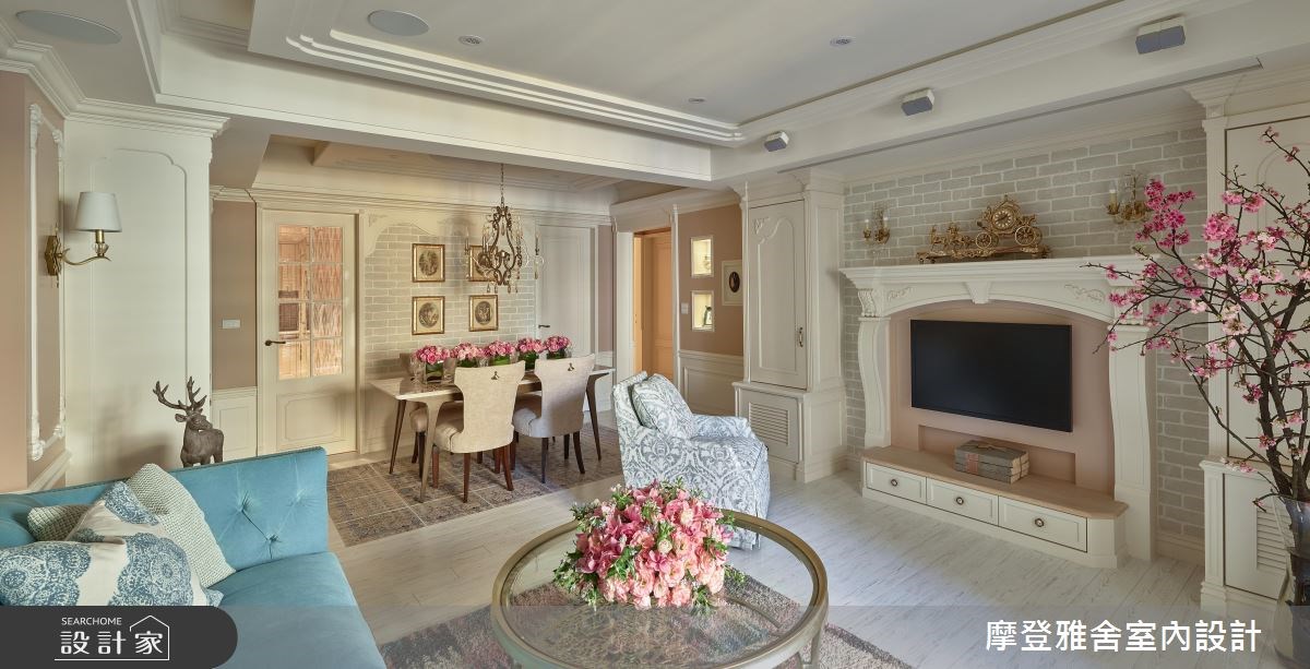 35坪老屋(16~30年)＿鄉村風客廳案例圖片＿摩登雅舍室內設計＿摩登雅舍_66 醫師夫妻的老屋翻新花香巴黎鄉村風訂製親子宅之4