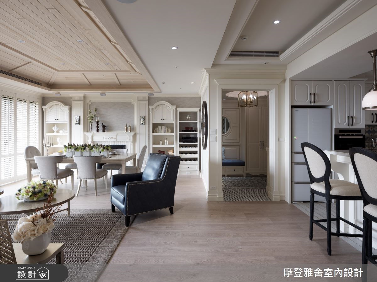 38坪新成屋(5年以下)＿美式風客廳餐廳案例圖片＿摩登雅舍室內設計＿摩登雅舍_69 優雅白色美式宅 × 海島風情度假宅之5