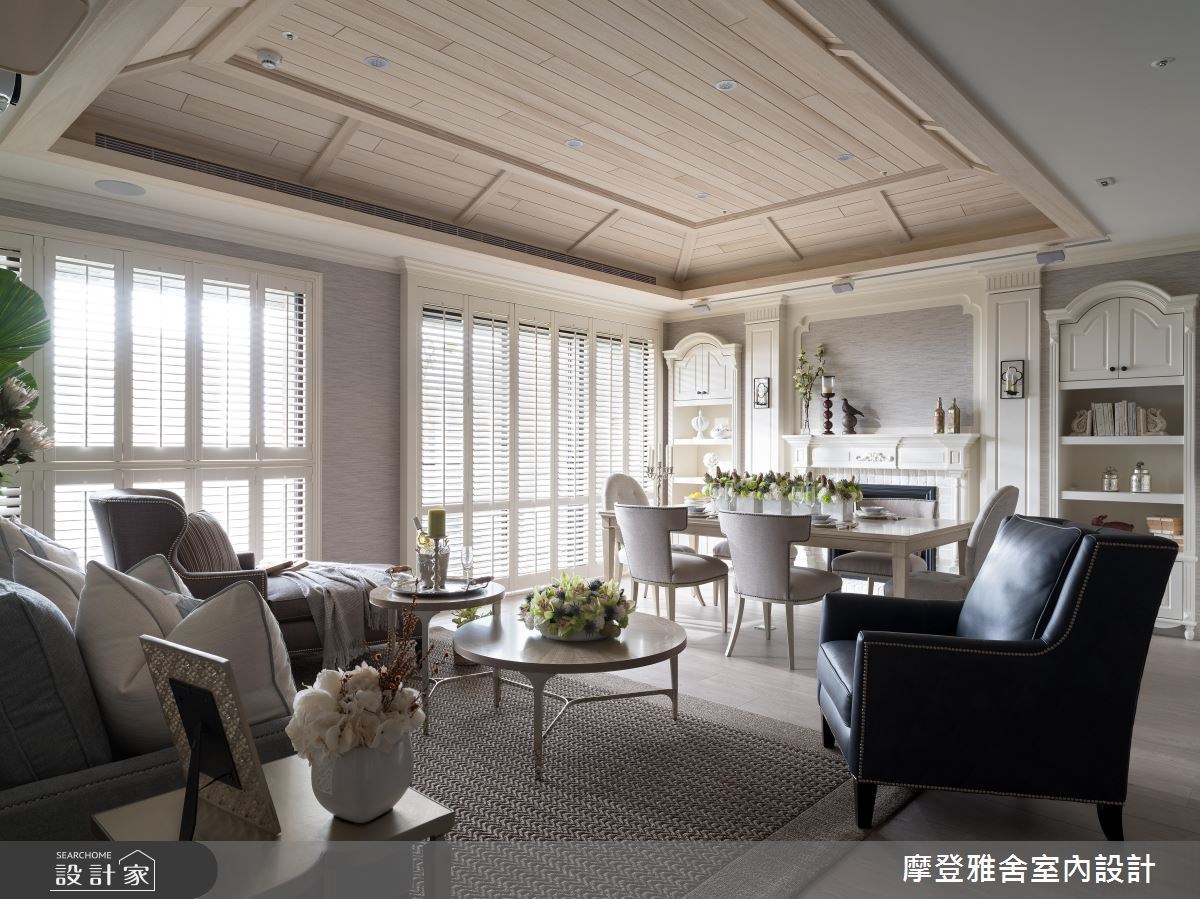 38坪新成屋(5年以下)＿美式風客廳餐廳案例圖片＿摩登雅舍室內設計＿摩登雅舍_69 優雅白色美式宅 × 海島風情度假宅之6