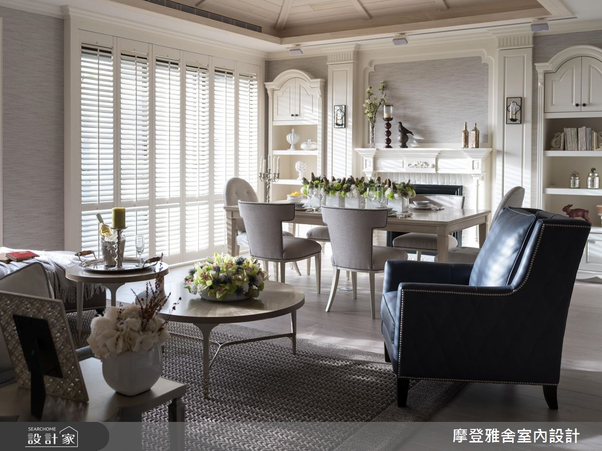 38坪新成屋(5年以下)＿美式風客廳餐廳案例圖片＿摩登雅舍室內設計＿摩登雅舍_69 優雅白色美式宅 × 海島風情度假宅之7