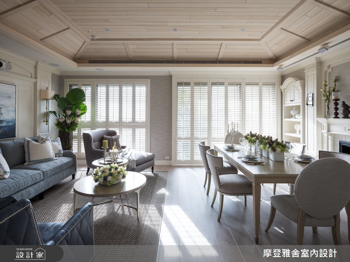 38坪新成屋(5年以下)＿美式風客廳餐廳案例圖片＿摩登雅舍室內設計＿摩登雅舍_69 優雅白色美式宅 × 海島風情度假宅之17