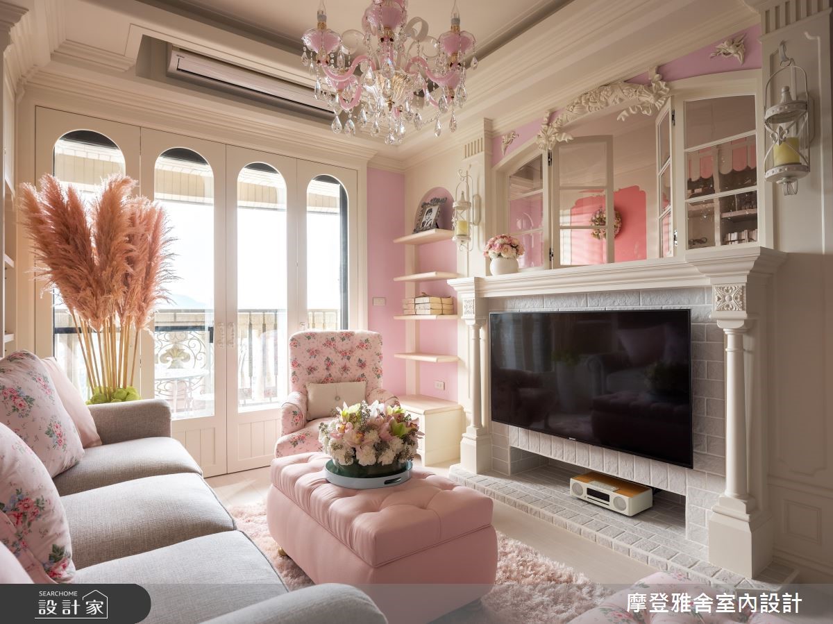 25坪新成屋(5年以下)＿鄉村風客廳案例圖片＿摩登雅舍室內設計＿摩登雅舍_70 繪本裡的馬卡龍粉紅鄉村風訂製宅之6