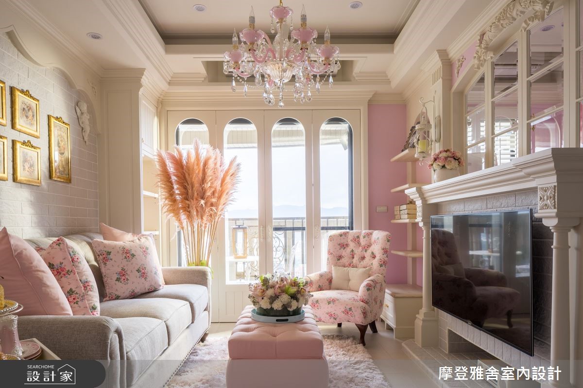 25坪新成屋(5年以下)＿鄉村風客廳案例圖片＿摩登雅舍室內設計＿摩登雅舍_70 繪本裡的馬卡龍粉紅鄉村風訂製宅之5