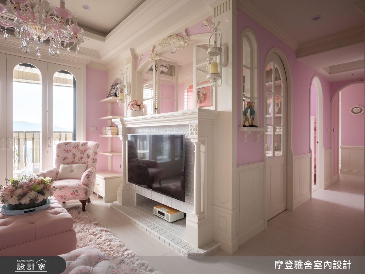 25坪新成屋(5年以下)＿鄉村風客廳走廊案例圖片＿摩登雅舍室內設計＿摩登雅舍_70 繪本裡的馬卡龍粉紅鄉村風訂製宅之11