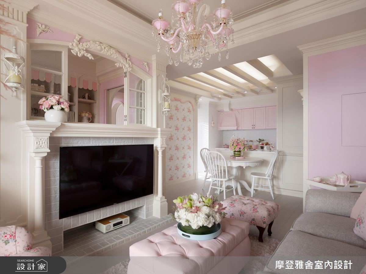 25坪新成屋(5年以下)＿鄉村風客廳案例圖片＿摩登雅舍室內設計＿摩登雅舍_70 繪本裡的馬卡龍粉紅鄉村風訂製宅之7