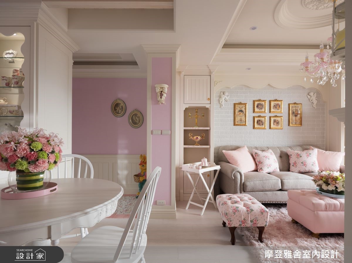 25坪新成屋(5年以下)＿鄉村風客廳餐廳案例圖片＿摩登雅舍室內設計＿摩登雅舍_70 繪本裡的馬卡龍粉紅鄉村風訂製宅之8