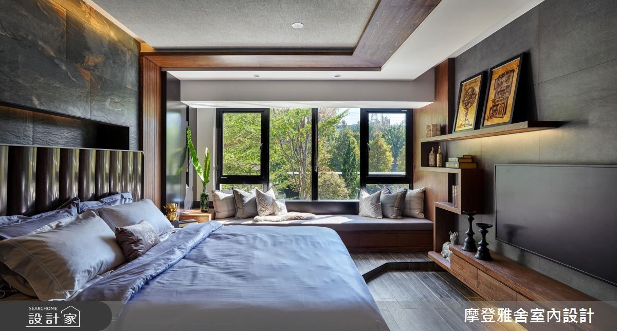 80坪中古屋(5~15年)＿美式風臥室臥榻案例圖片＿摩登雅舍室內設計＿摩登雅舍_71 美式鄉村風別墅 壁爐×綠意花園的日常之24