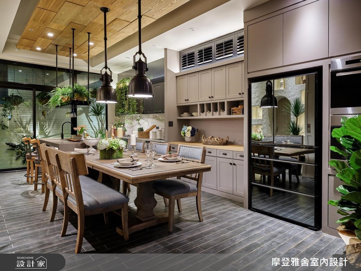 80坪中古屋(5~15年)＿美式風餐廳案例圖片＿摩登雅舍室內設計＿摩登雅舍_71 美式鄉村風別墅 壁爐×綠意花園的日常之16