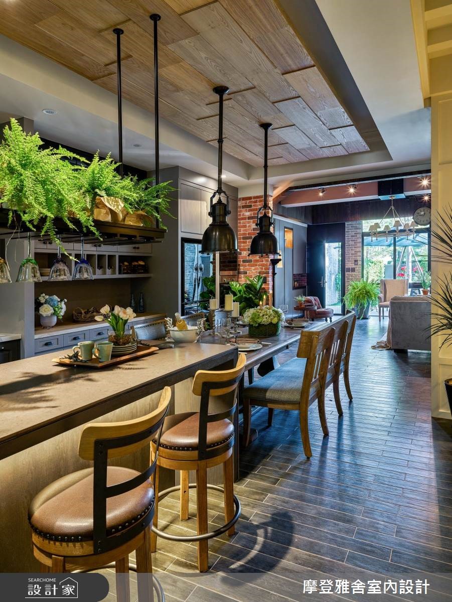 80坪中古屋(5~15年)＿美式風餐廳案例圖片＿摩登雅舍室內設計＿摩登雅舍_71 美式鄉村風別墅 壁爐×綠意花園的日常之14