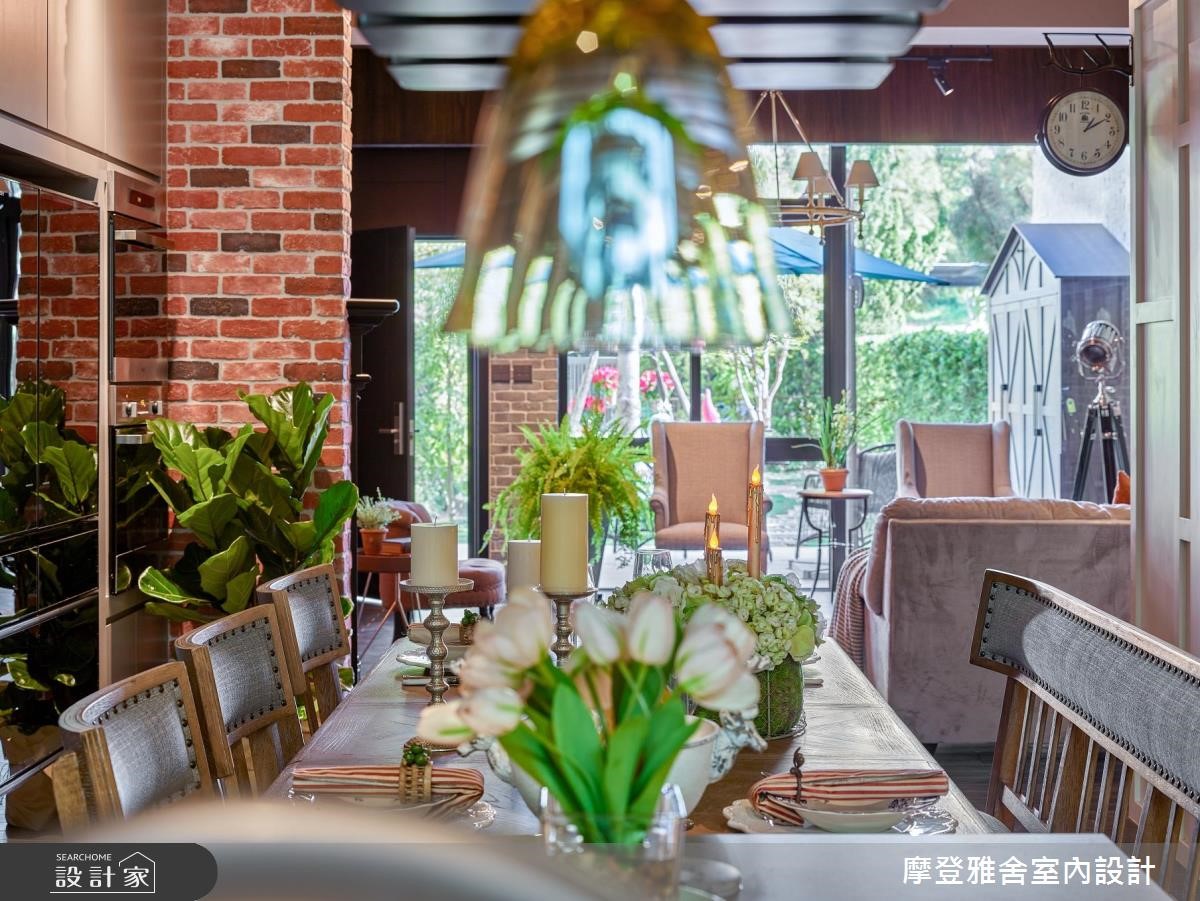 80坪中古屋(5~15年)＿美式風餐廳案例圖片＿摩登雅舍室內設計＿摩登雅舍_71 美式鄉村風別墅 壁爐×綠意花園的日常之12