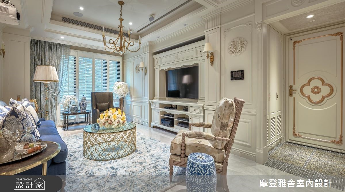 60坪中古屋(5~15年)＿混搭風客廳案例圖片＿摩登雅舍室內設計＿摩登雅舍_72 北市中古屋 醫師最愛專屬高級訂製歐式風情宅之4