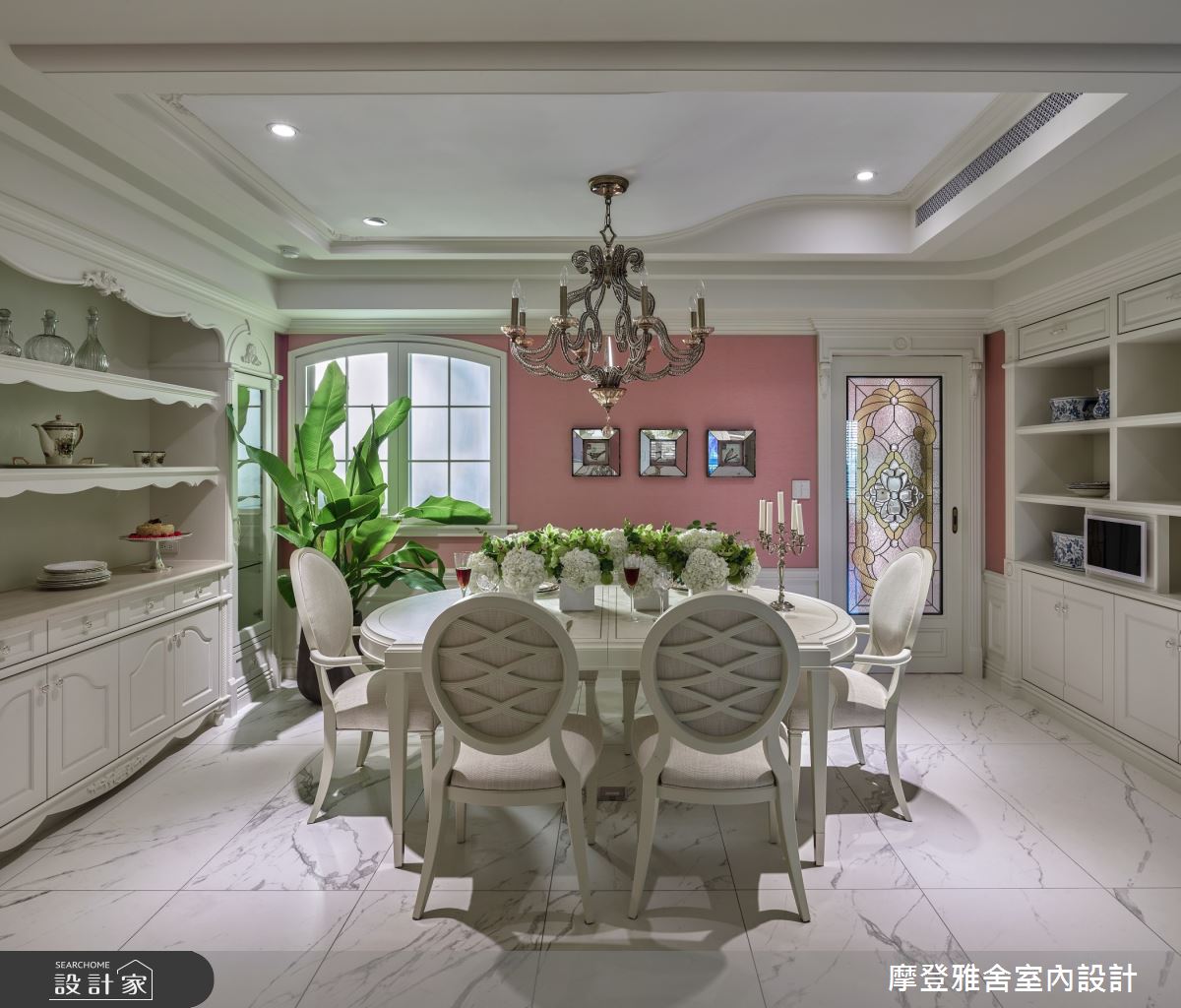 80坪老屋(16~30年)＿新古典餐廳案例圖片＿摩登雅舍室內設計＿摩登雅舍_73 老屋翻新粉色系新古典 寶貝媽咪圓夢住進城堡度假宅之10
