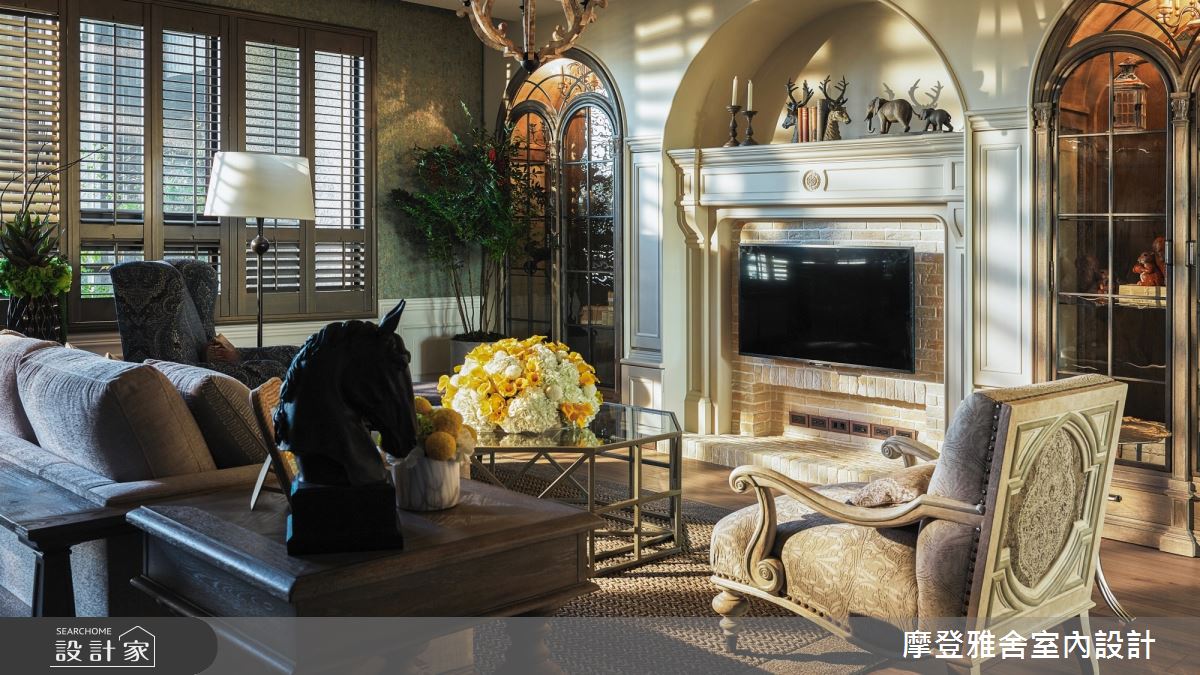 45坪新成屋(5年以下)＿鄉村風客廳案例圖片＿摩登雅舍室內設計＿摩登雅舍_74 森林古堡鄉村風 在家就像在歐洲度假之4