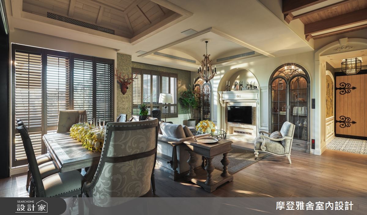 45坪新成屋(5年以下)＿鄉村風餐廳案例圖片＿摩登雅舍室內設計＿摩登雅舍_74 森林古堡鄉村風 在家就像在歐洲度假之2
