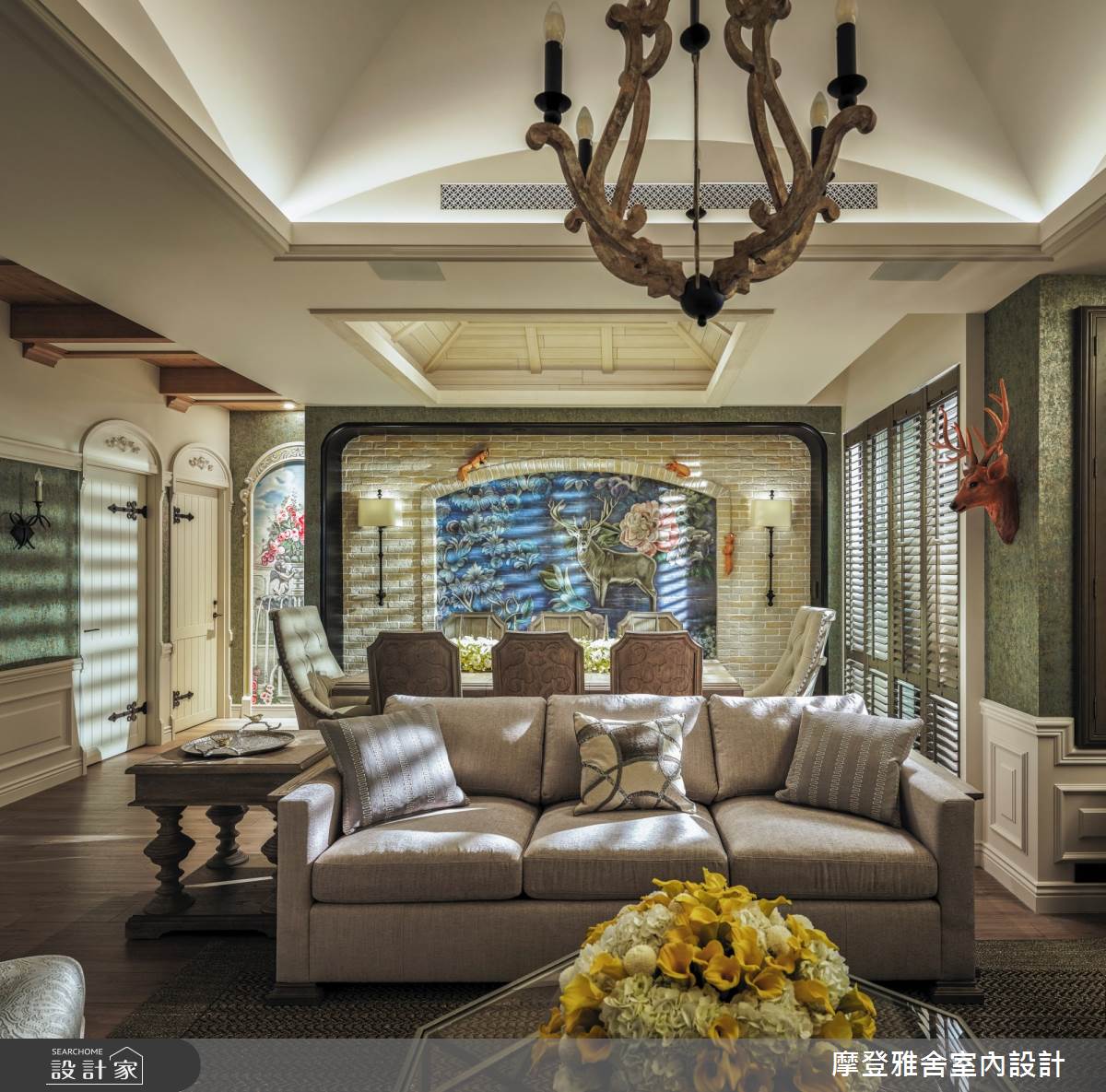 45坪新成屋(5年以下)＿鄉村風客廳案例圖片＿摩登雅舍室內設計＿摩登雅舍_74 森林古堡鄉村風 在家就像在歐洲度假之6