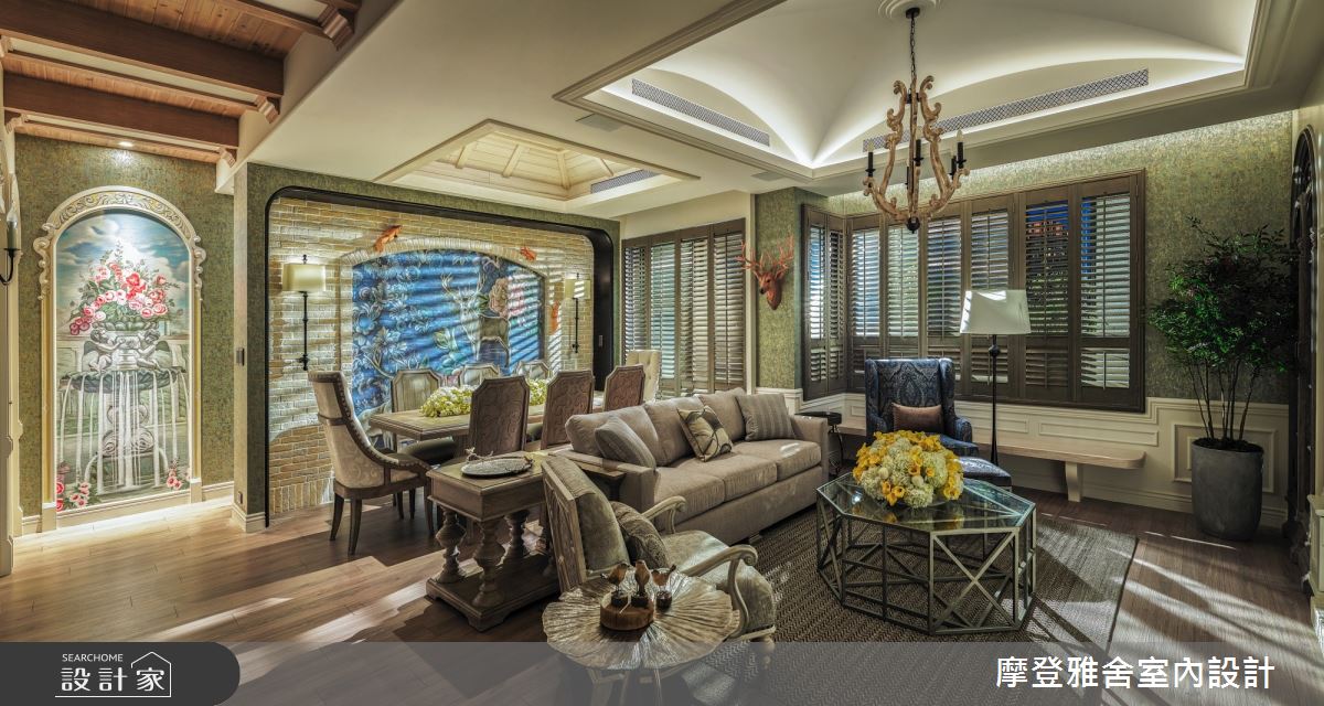 45坪新成屋(5年以下)＿鄉村風客廳案例圖片＿摩登雅舍室內設計＿摩登雅舍_74 森林古堡鄉村風 在家就像在歐洲度假之5