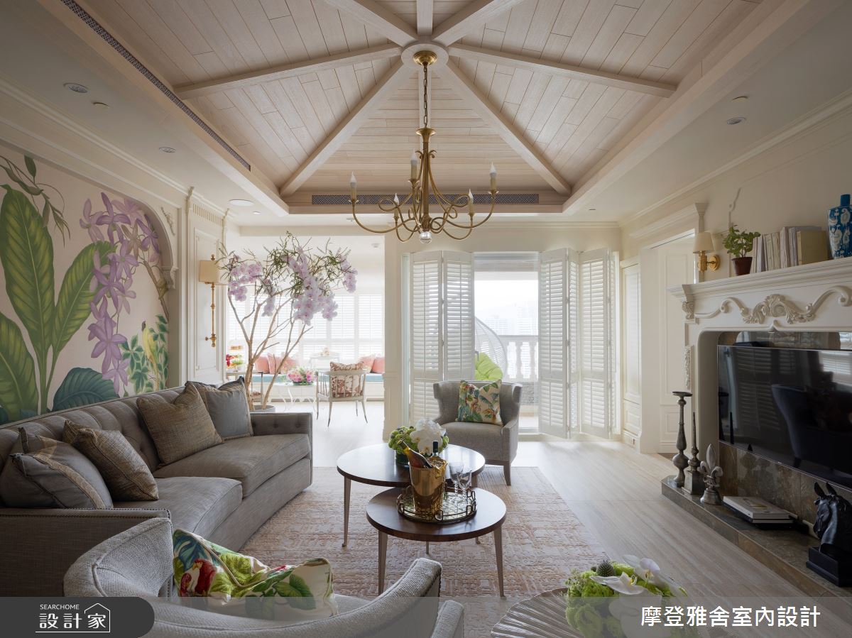 80坪中古屋(5~15年)＿鄉村風客廳案例圖片＿摩登雅舍室內設計＿摩登雅舍_75 中古屋翻新空中花園 高級訂製無國界度假風Villa宅邸之22