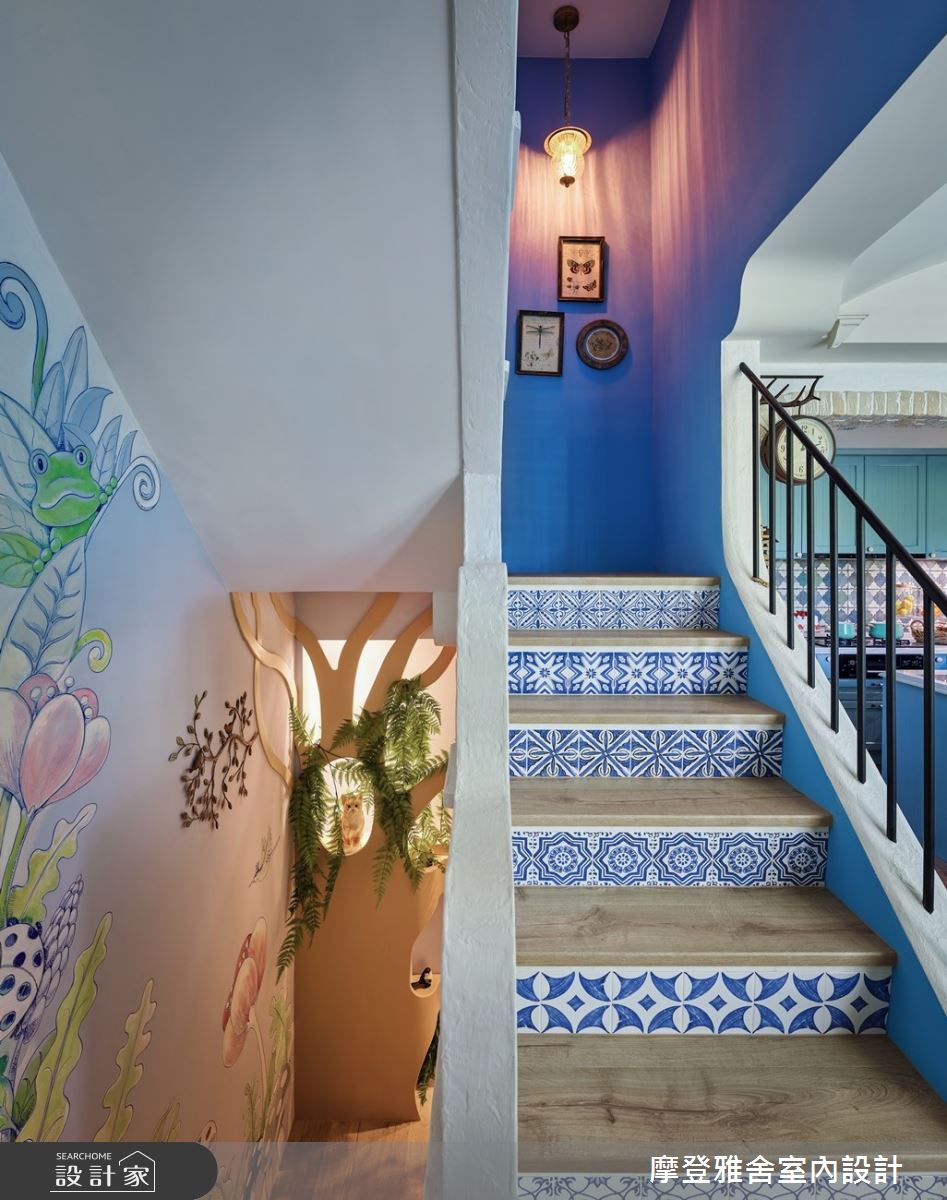 80坪老屋(16~30年)＿鄉村風樓梯案例圖片＿摩登雅舍室內設計＿摩登雅舍_77 老屋主再委託翻新透天起家厝 鄉村風地中海別墅在家渡假之20