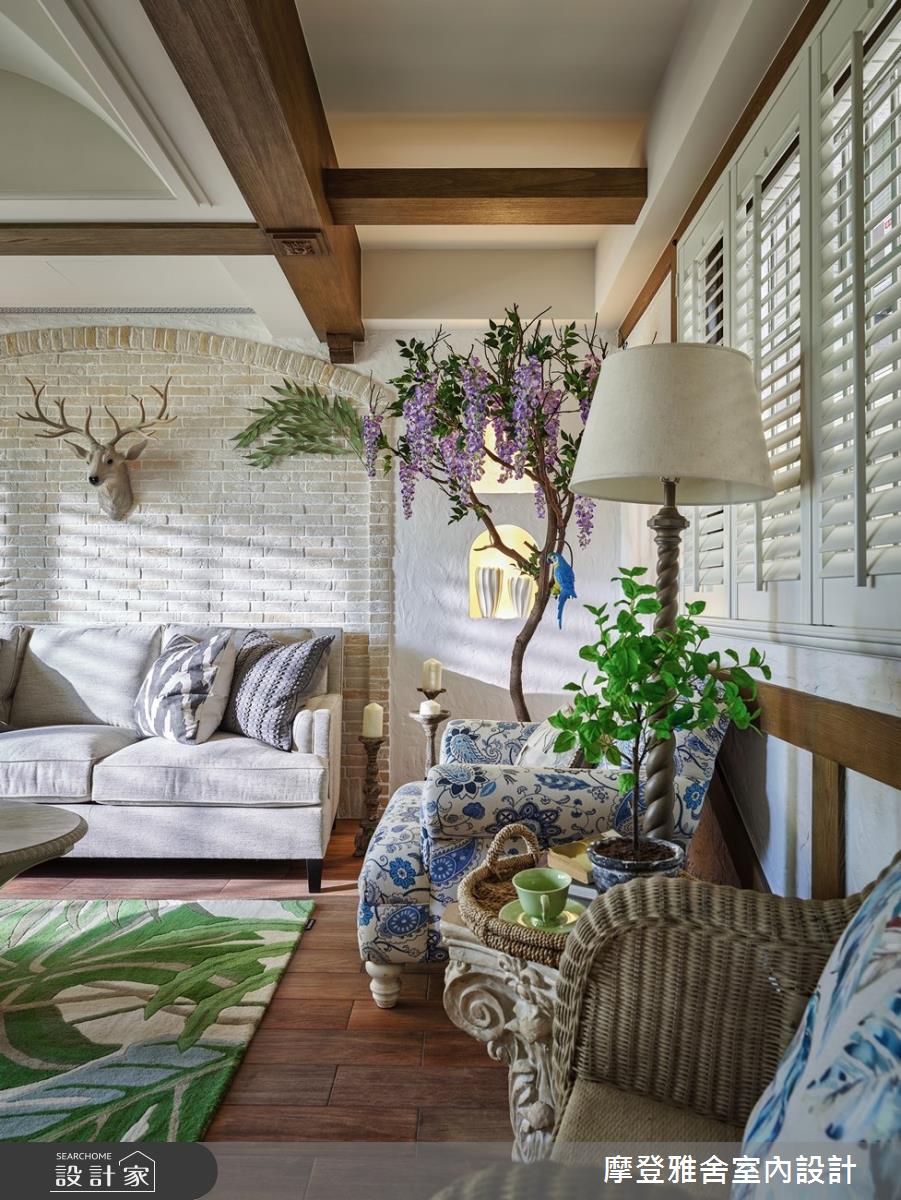 80坪老屋(16~30年)＿鄉村風客廳案例圖片＿摩登雅舍室內設計＿摩登雅舍_77 老屋主再委託翻新透天起家厝 鄉村風地中海別墅在家渡假之9