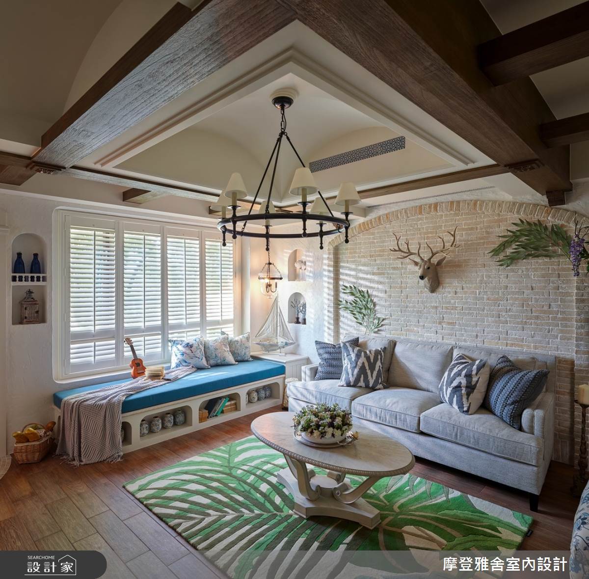 80坪老屋(16~30年)＿鄉村風客廳臥榻案例圖片＿摩登雅舍室內設計＿摩登雅舍_77 老屋主再委託翻新透天起家厝 鄉村風地中海別墅在家渡假之8